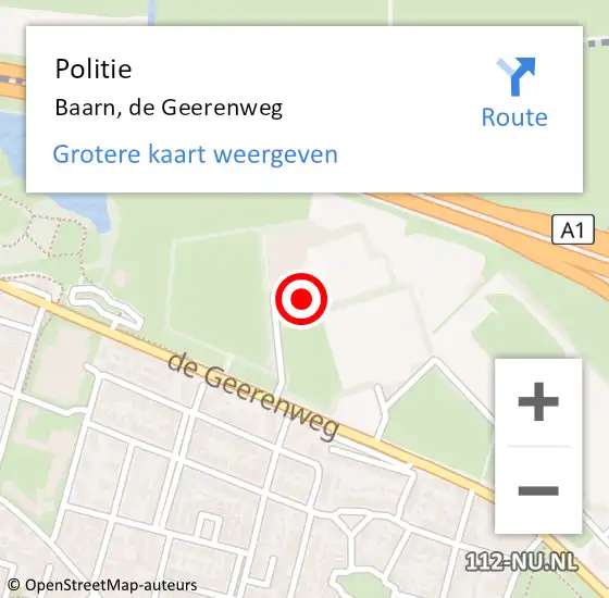 Locatie op kaart van de 112 melding: Politie Baarn, de Geerenweg op 19 maart 2022 11:30