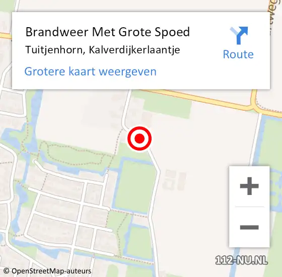 Locatie op kaart van de 112 melding: Brandweer Met Grote Spoed Naar Tuitjenhorn, Kalverdijkerlaantje op 19 maart 2022 11:51