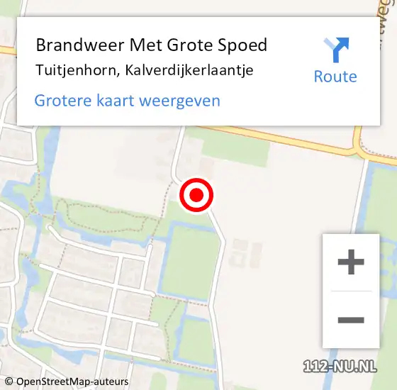 Locatie op kaart van de 112 melding: Brandweer Met Grote Spoed Naar Tuitjenhorn, Kalverdijkerlaantje op 19 maart 2022 11:56