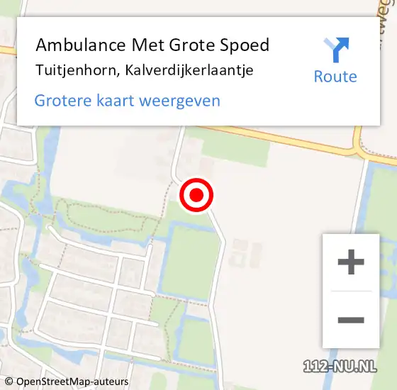 Locatie op kaart van de 112 melding: Ambulance Met Grote Spoed Naar Tuitjenhorn, Kalverdijkerlaantje op 19 maart 2022 12:01