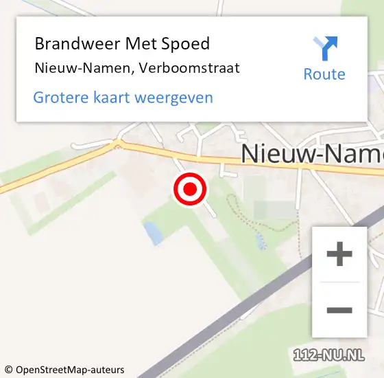 Locatie op kaart van de 112 melding: Brandweer Met Spoed Naar Nieuw-Namen, Verboomstraat op 19 maart 2022 12:21