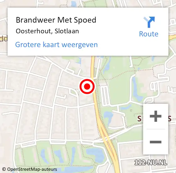 Locatie op kaart van de 112 melding: Brandweer Met Spoed Naar Oosterhout, Slotlaan op 19 maart 2022 12:22