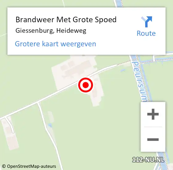 Locatie op kaart van de 112 melding: Brandweer Met Grote Spoed Naar Giessenburg, Heideweg op 19 maart 2022 12:52