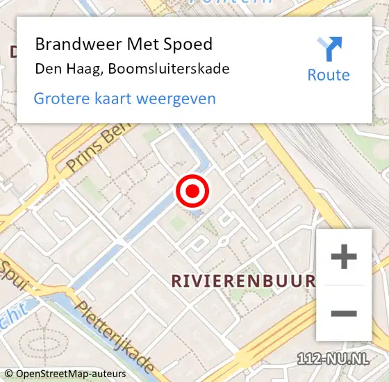 Locatie op kaart van de 112 melding: Brandweer Met Spoed Naar Den Haag, Boomsluiterskade op 19 maart 2022 13:00