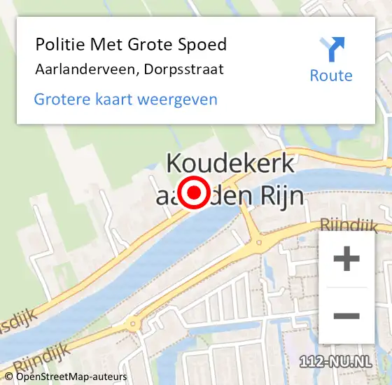 Locatie op kaart van de 112 melding: Politie Met Grote Spoed Naar Aarlanderveen, Dorpsstraat op 19 maart 2022 13:06