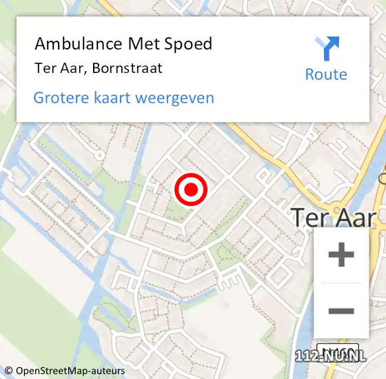 Locatie op kaart van de 112 melding: Ambulance Met Spoed Naar Ter Aar, Bornstraat op 19 maart 2022 13:07