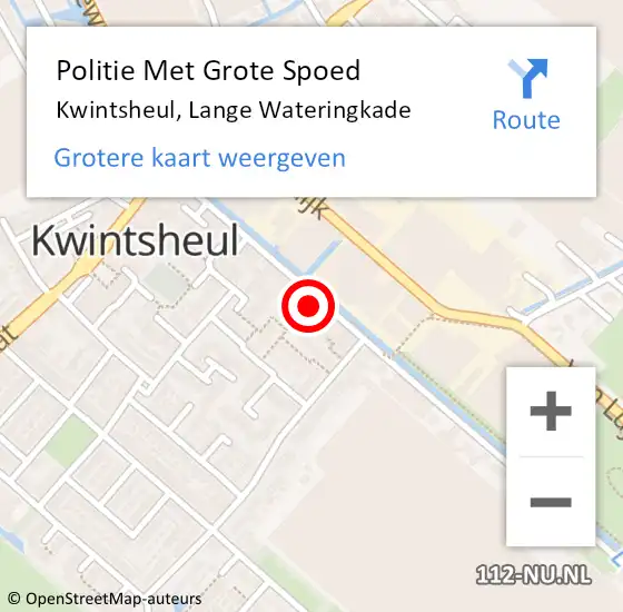 Locatie op kaart van de 112 melding: Politie Met Grote Spoed Naar Kwintsheul, Lange Wateringkade op 19 maart 2022 13:08