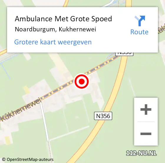 Locatie op kaart van de 112 melding: Ambulance Met Grote Spoed Naar Noardburgum, Kukhernewei op 11 juli 2014 14:31