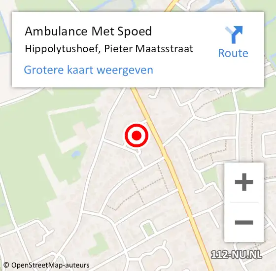 Locatie op kaart van de 112 melding: Ambulance Met Spoed Naar Hippolytushoef, Pieter Maatsstraat op 19 maart 2022 13:43