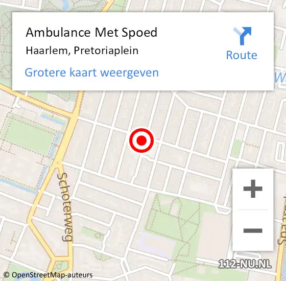 Locatie op kaart van de 112 melding: Ambulance Met Spoed Naar Haarlem, Pretoriaplein op 19 maart 2022 13:50