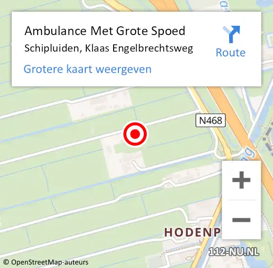 Locatie op kaart van de 112 melding: Ambulance Met Grote Spoed Naar Schipluiden, Klaas Engelbrechtsweg op 19 maart 2022 14:05