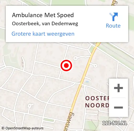 Locatie op kaart van de 112 melding: Ambulance Met Spoed Naar Oosterbeek, van Dedemweg op 19 maart 2022 14:08