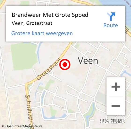 Locatie op kaart van de 112 melding: Brandweer Met Grote Spoed Naar Veen, Grotestraat op 19 maart 2022 14:10