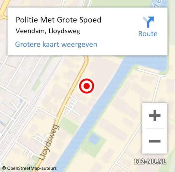 Locatie op kaart van de 112 melding: Politie Met Grote Spoed Naar Veendam, Lloydsweg op 19 maart 2022 14:23