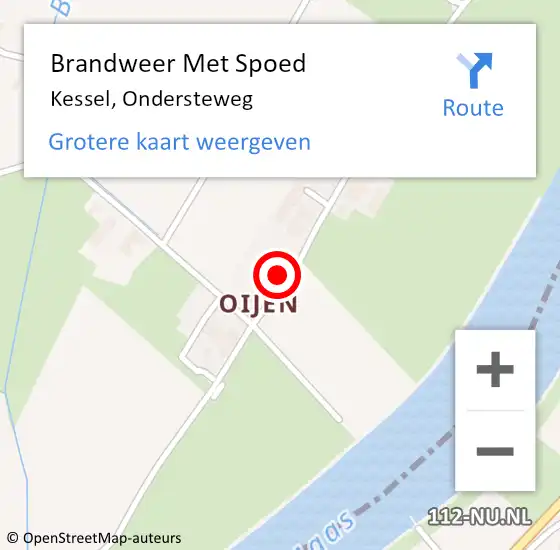 Locatie op kaart van de 112 melding: Brandweer Met Spoed Naar Kessel, Ondersteweg op 19 maart 2022 14:25