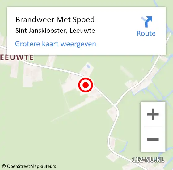 Locatie op kaart van de 112 melding: Brandweer Met Spoed Naar Sint Jansklooster, Leeuwte op 19 maart 2022 14:34