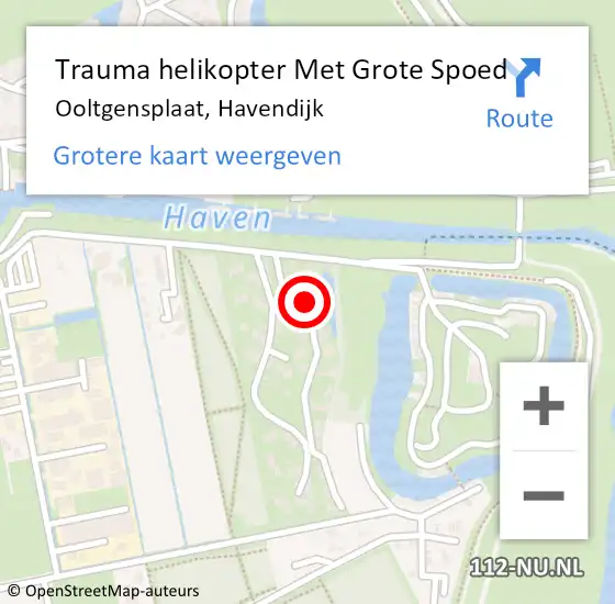 Locatie op kaart van de 112 melding: Trauma helikopter Met Grote Spoed Naar Ooltgensplaat, Havendijk op 19 maart 2022 14:39