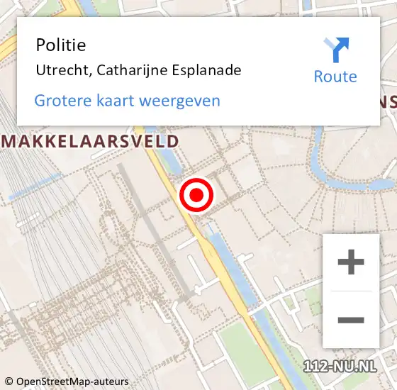 Locatie op kaart van de 112 melding: Politie Utrecht, Catharijne Esplanade op 19 maart 2022 14:45