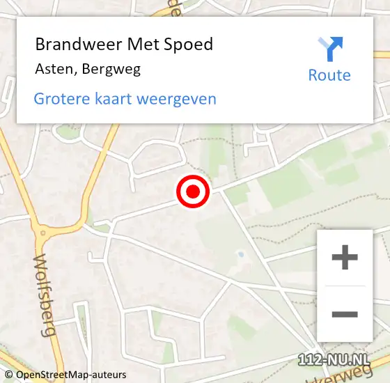 Locatie op kaart van de 112 melding: Brandweer Met Spoed Naar Asten, Bergweg op 19 maart 2022 14:54