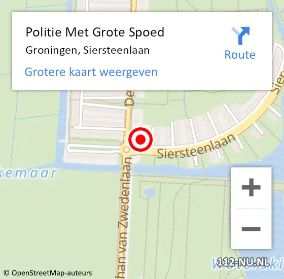 Locatie op kaart van de 112 melding: Politie Met Grote Spoed Naar Groningen, Siersteenlaan op 19 maart 2022 15:05