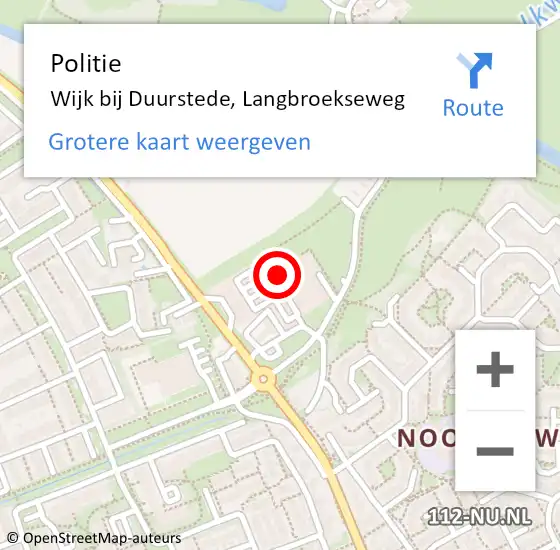Locatie op kaart van de 112 melding: Politie Wijk bij Duurstede, Langbroekseweg op 19 maart 2022 15:11