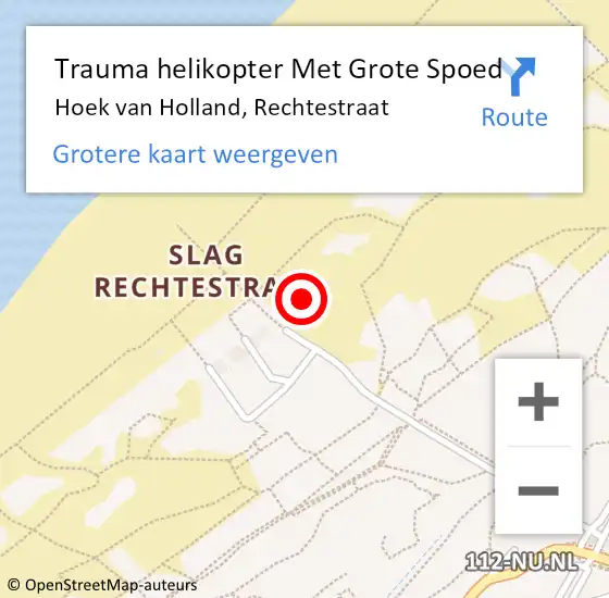 Locatie op kaart van de 112 melding: Trauma helikopter Met Grote Spoed Naar Hoek van Holland, Rechtestraat op 19 maart 2022 15:24