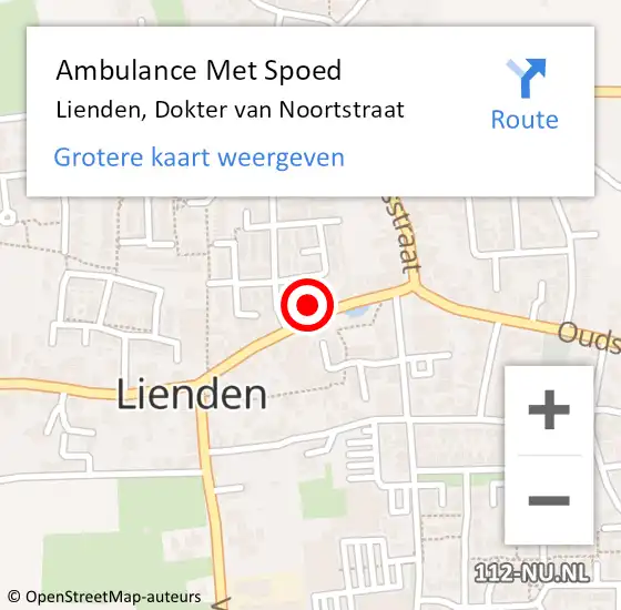 Locatie op kaart van de 112 melding: Ambulance Met Spoed Naar Lienden, Dokter van Noortstraat op 19 maart 2022 15:33