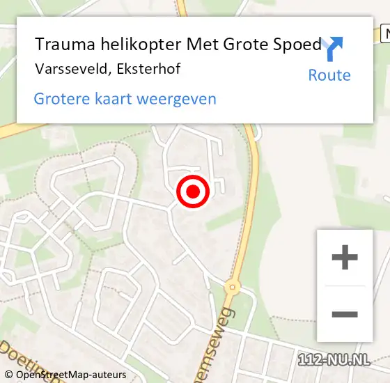Locatie op kaart van de 112 melding: Trauma helikopter Met Grote Spoed Naar Varsseveld, Eksterhof op 19 maart 2022 15:37