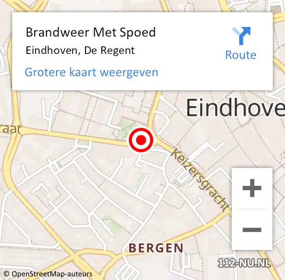 Locatie op kaart van de 112 melding: Brandweer Met Spoed Naar Eindhoven, De Regent op 19 maart 2022 15:37