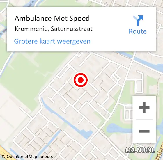 Locatie op kaart van de 112 melding: Ambulance Met Spoed Naar Krommenie, Saturnusstraat op 19 maart 2022 15:47