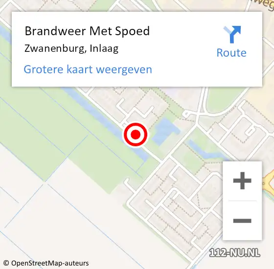 Locatie op kaart van de 112 melding: Brandweer Met Spoed Naar Zwanenburg, Inlaag op 19 maart 2022 15:47