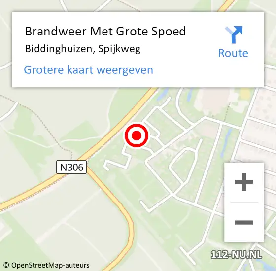 Locatie op kaart van de 112 melding: Brandweer Met Grote Spoed Naar Biddinghuizen, Spijkweg op 19 maart 2022 15:59