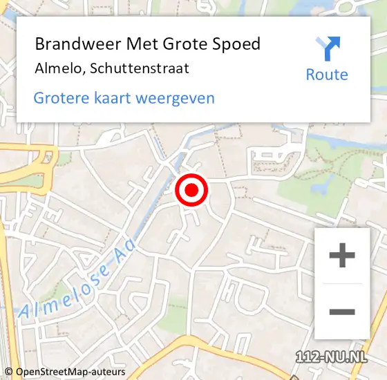 Locatie op kaart van de 112 melding: Brandweer Met Grote Spoed Naar Almelo, Schuttenstraat op 19 maart 2022 16:00