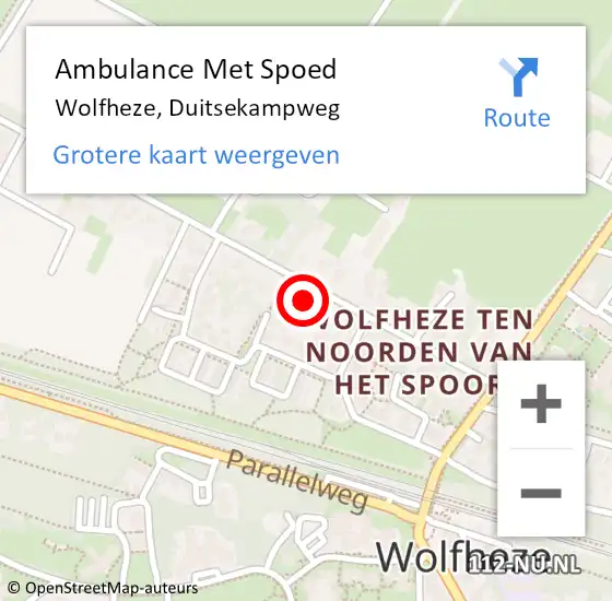 Locatie op kaart van de 112 melding: Ambulance Met Spoed Naar Wolfheze, Duitsekampweg op 19 maart 2022 16:05