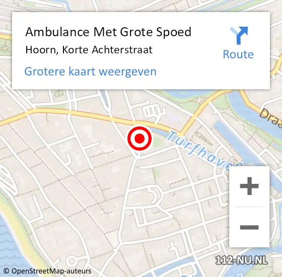 Locatie op kaart van de 112 melding: Ambulance Met Grote Spoed Naar Hoorn, Korte Achterstraat op 19 maart 2022 16:28