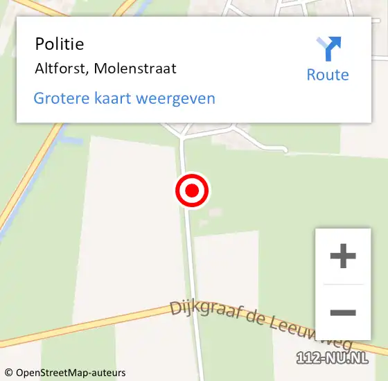 Locatie op kaart van de 112 melding: Politie Altforst, Molenstraat op 19 maart 2022 16:31