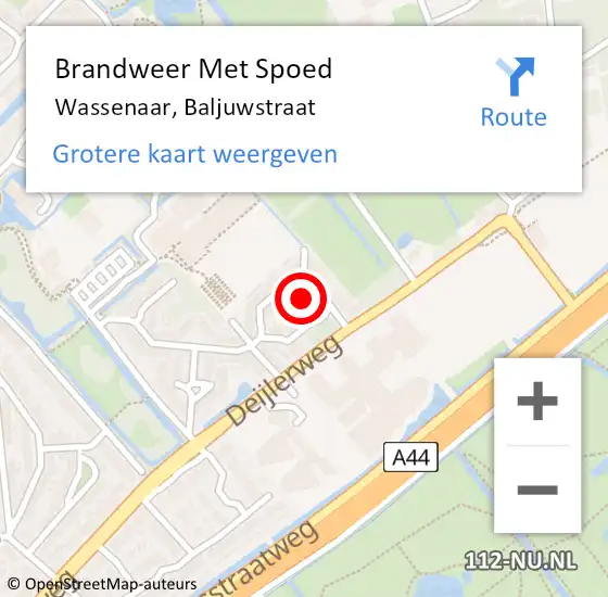 Locatie op kaart van de 112 melding: Brandweer Met Spoed Naar Wassenaar, Baljuwstraat op 19 maart 2022 16:31