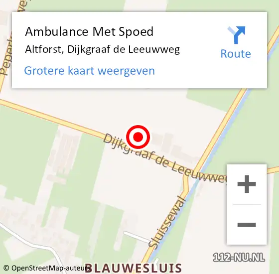 Locatie op kaart van de 112 melding: Ambulance Met Spoed Naar Altforst, Dijkgraaf de Leeuwweg op 19 maart 2022 16:35