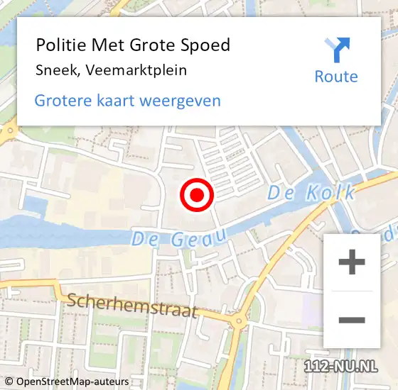 Locatie op kaart van de 112 melding: Politie Met Grote Spoed Naar Sneek, Veemarktplein op 19 maart 2022 16:51