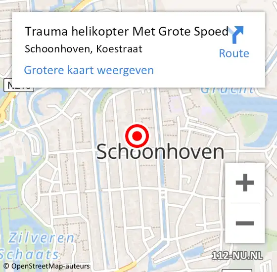 Locatie op kaart van de 112 melding: Trauma helikopter Met Grote Spoed Naar Schoonhoven, Koestraat op 19 maart 2022 16:59