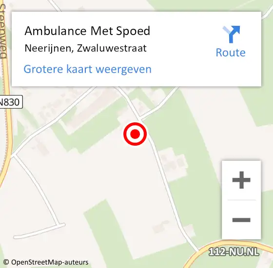 Locatie op kaart van de 112 melding: Ambulance Met Spoed Naar Neerijnen, Zwaluwestraat op 19 maart 2022 17:04