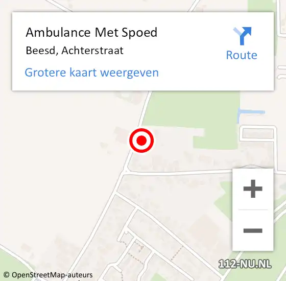 Locatie op kaart van de 112 melding: Ambulance Met Spoed Naar Beesd, Achterstraat op 19 maart 2022 17:20