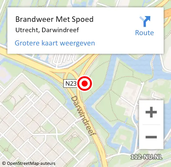 Locatie op kaart van de 112 melding: Brandweer Met Spoed Naar Utrecht, Darwindreef op 19 maart 2022 17:27