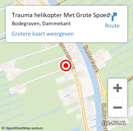 Locatie op kaart van de 112 melding: Trauma helikopter Met Grote Spoed Naar Bodegraven, Dammekant op 19 maart 2022 17:30