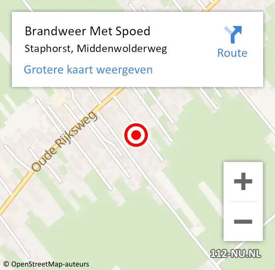 Locatie op kaart van de 112 melding: Brandweer Met Spoed Naar Staphorst, Middenwolderweg op 19 maart 2022 17:42