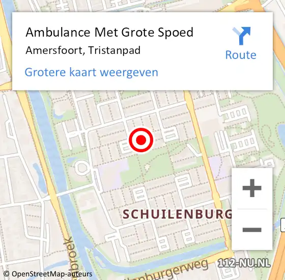 Locatie op kaart van de 112 melding: Ambulance Met Grote Spoed Naar Amersfoort, Tristanpad op 19 maart 2022 17:47