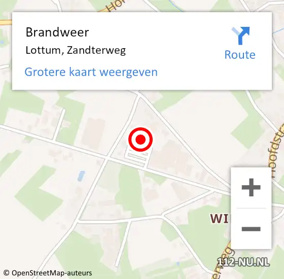 Locatie op kaart van de 112 melding: Brandweer Lottum, Zandterweg op 19 maart 2022 17:48