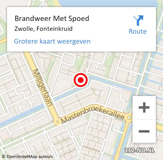 Locatie op kaart van de 112 melding: Brandweer Met Spoed Naar Zwolle, Fonteinkruid op 19 maart 2022 17:59