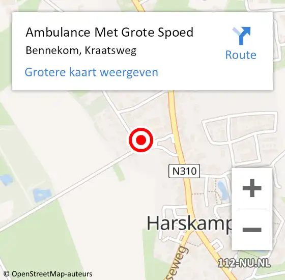 Locatie op kaart van de 112 melding: Ambulance Met Grote Spoed Naar Bennekom, Kraatsweg op 19 maart 2022 18:12