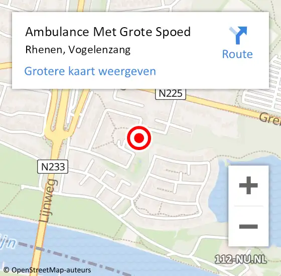 Locatie op kaart van de 112 melding: Ambulance Met Grote Spoed Naar Rhenen, Vogelenzang op 19 maart 2022 18:19